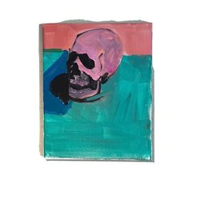 original acrylic paintings on canvas 8 x 10 skull psychedelic